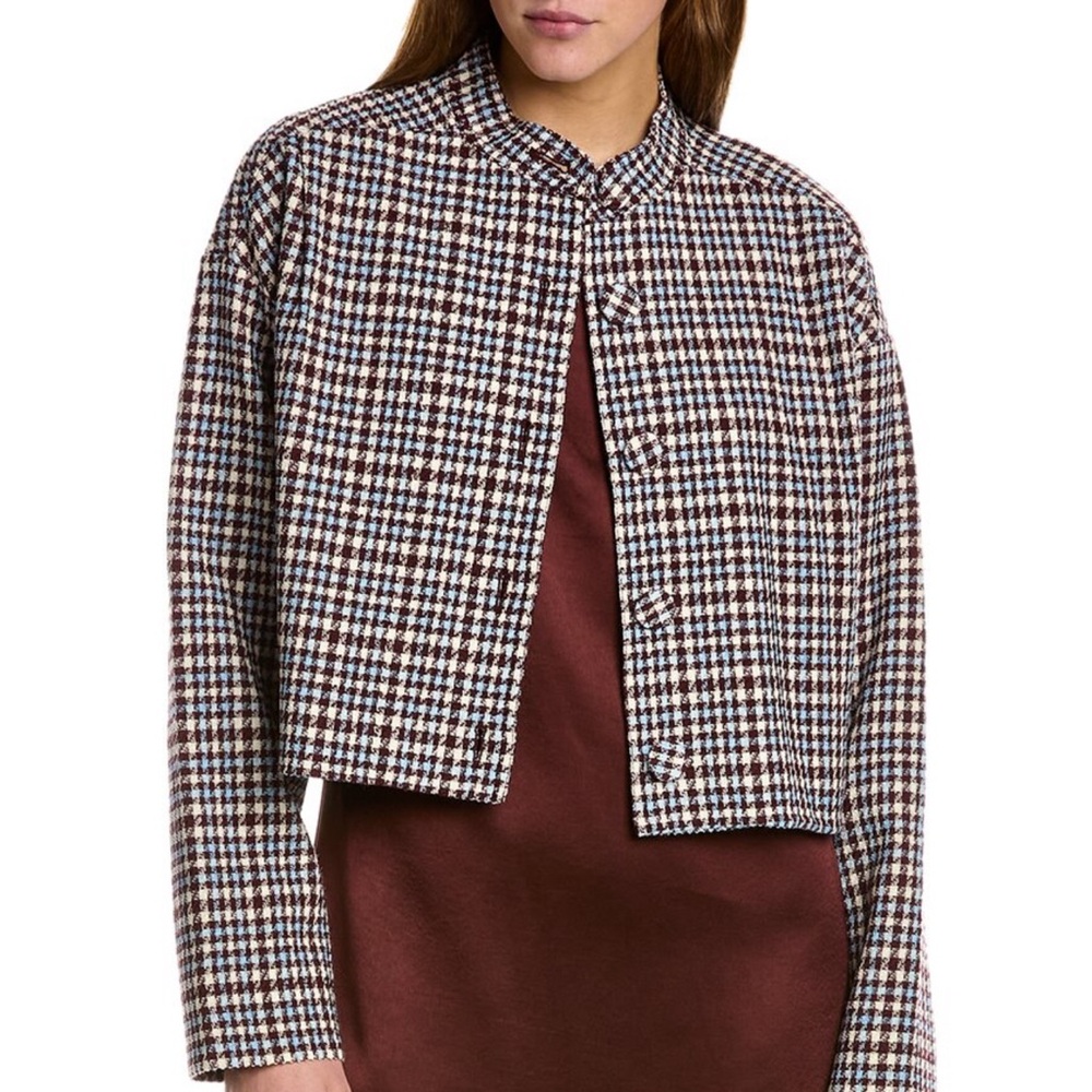 NWT REBECCA TAYLOR techy houndstooth wool blend jacket size L msrp $525